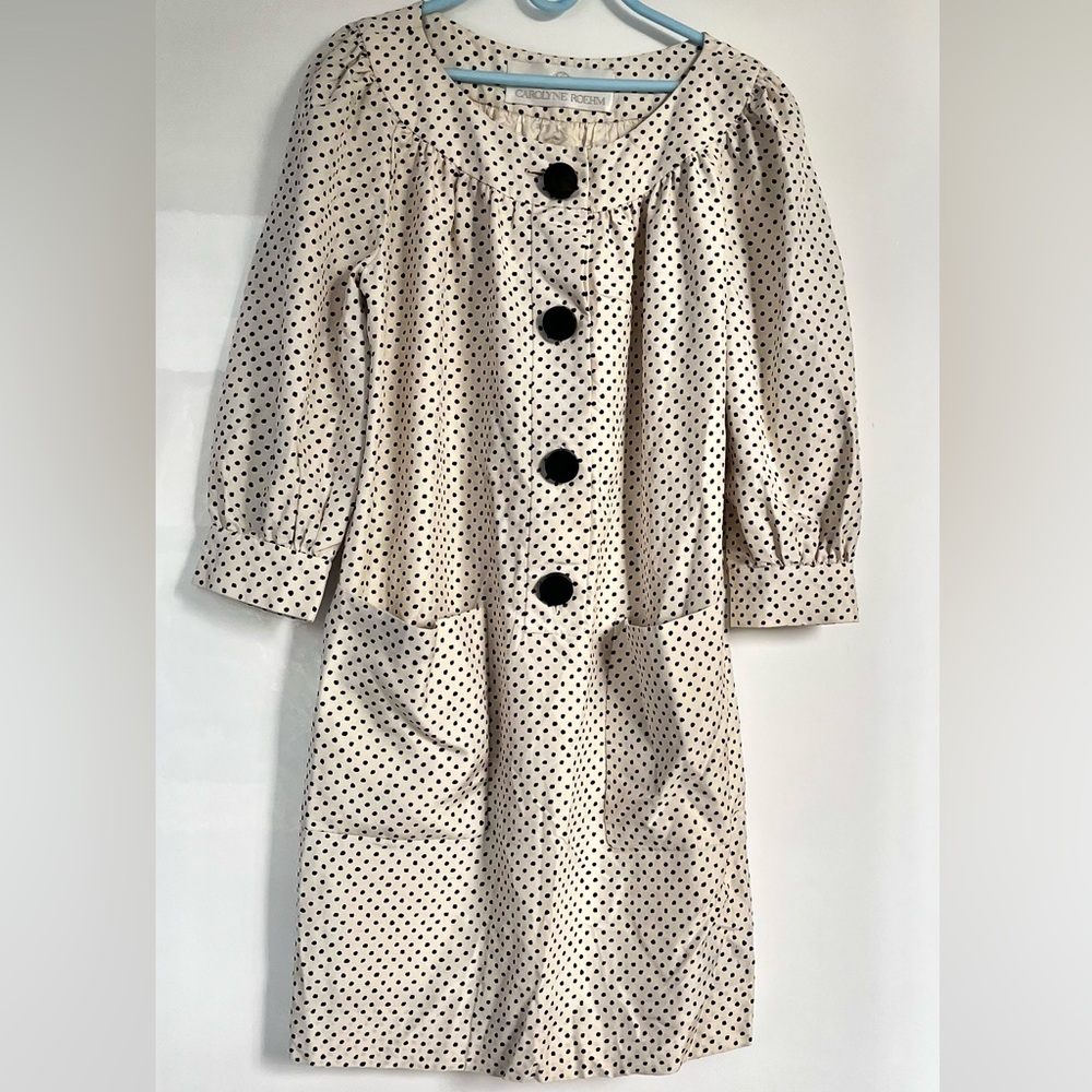Carolyne Roehm Vintage Silk Polka Dot Dress